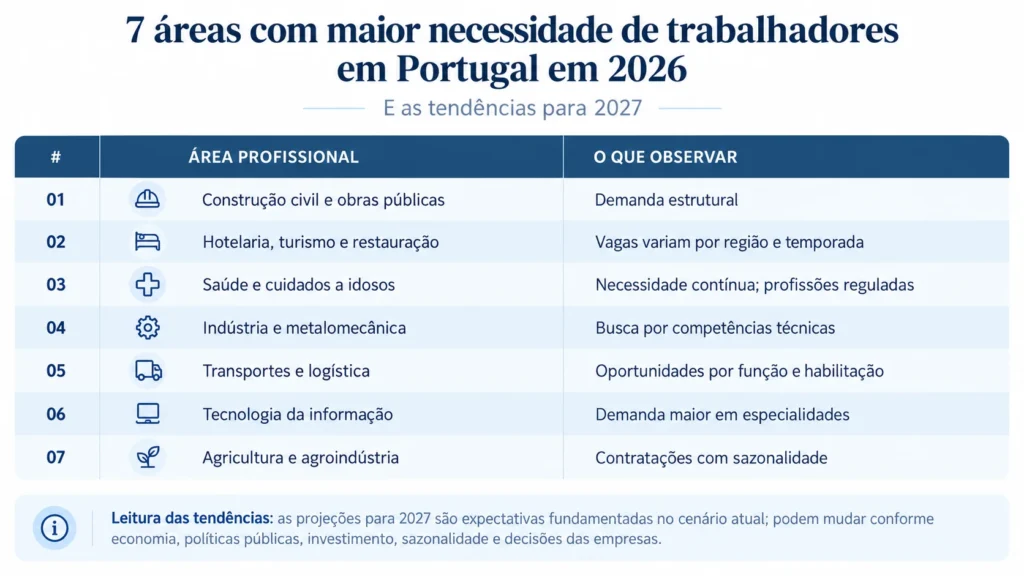 Leitura das tendências: as projeções para 2027 são expectativas fundamentadas no cenário atual; podem mudar conforme economia, políticas públicas, investimento, sazonalidade e decisões das empresas.